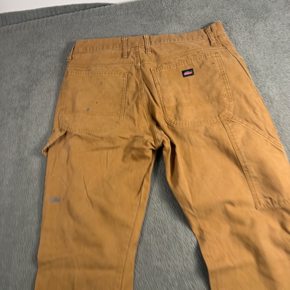 Dickies Mens Brown Duck Canvas Carpenter Pants Distressed EU202RBD 34x32